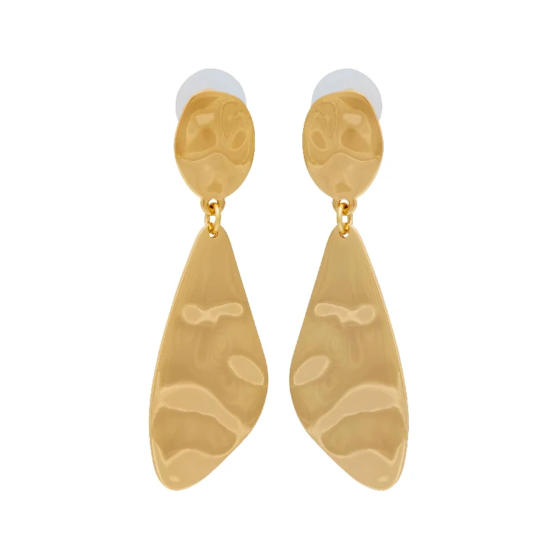 Hoop earrings with leather accents for a sleek and bold combination-Textured Gold Pierced Earrings