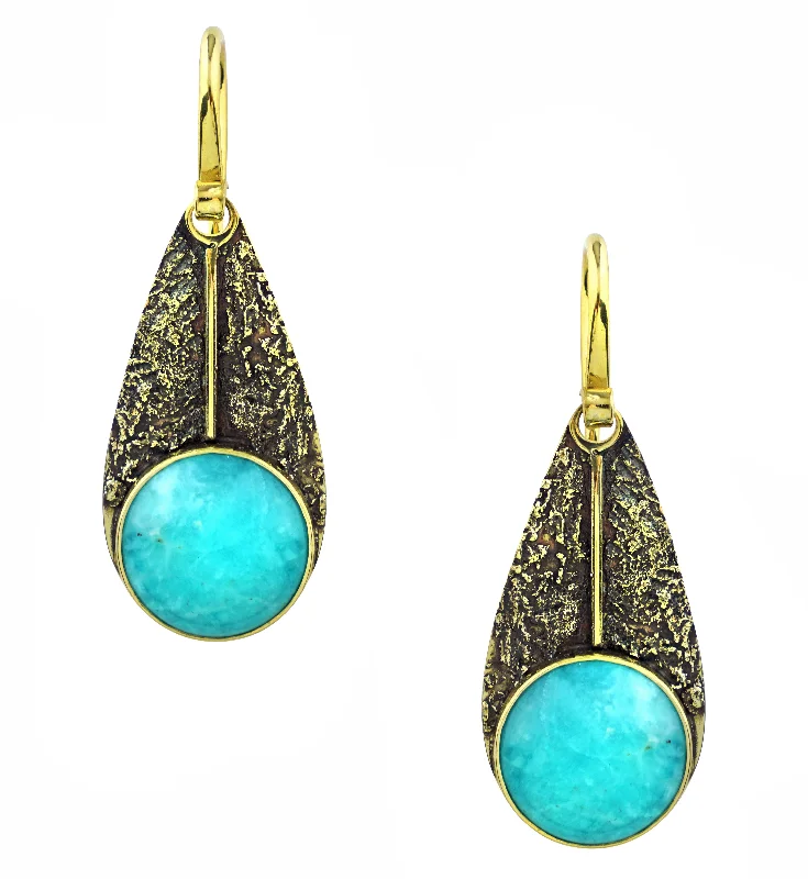 Best hoop earrings with snake chain details for a sleek and modern touch-Scaled Dangle Amazonite Stone Inlay Brass Earrings