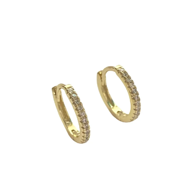 Hoop earrings with a matte finish for a sleek and sophisticated appearance-Haggy Thin Eternity Pave 0.5” Huggies