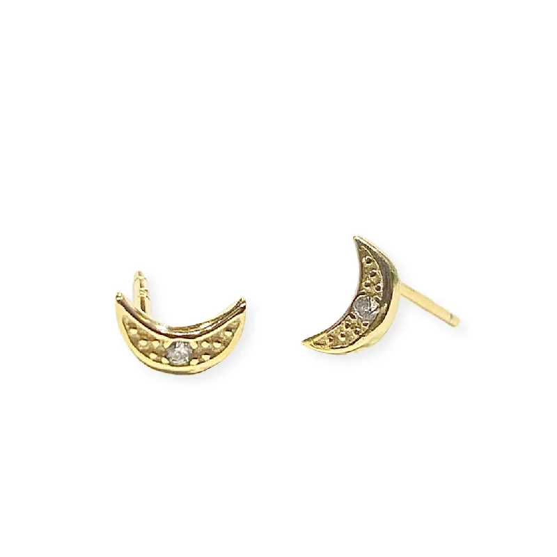 Large hoop earrings for a bold and statement-making fashion accessory-Luna Sparkle Moon Studs