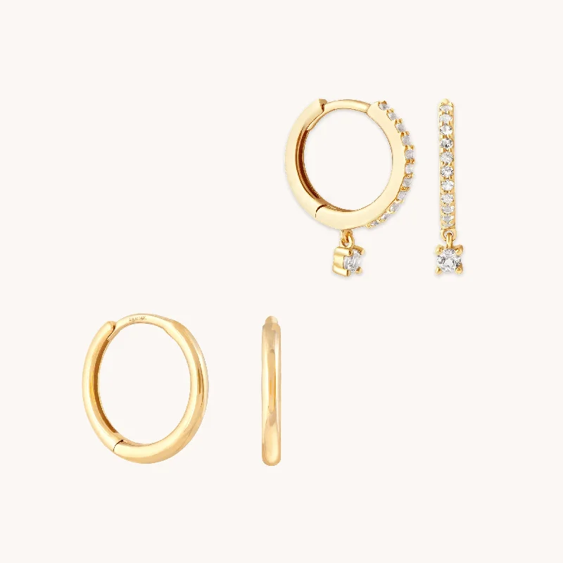 Best hoop earrings with geometric shapes for a modern and artistic appeal-Topaz Charm Gift Set in Solid Gold