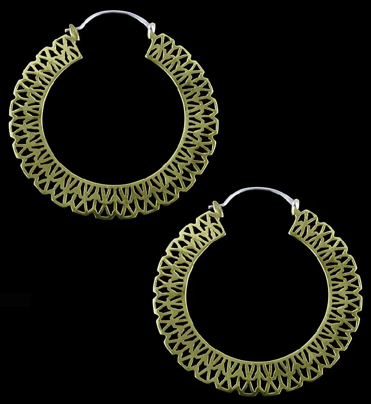 Best hoop earrings with turquoise stones for a bohemian-inspired vibe-Turbine Brass Earrings - Weights