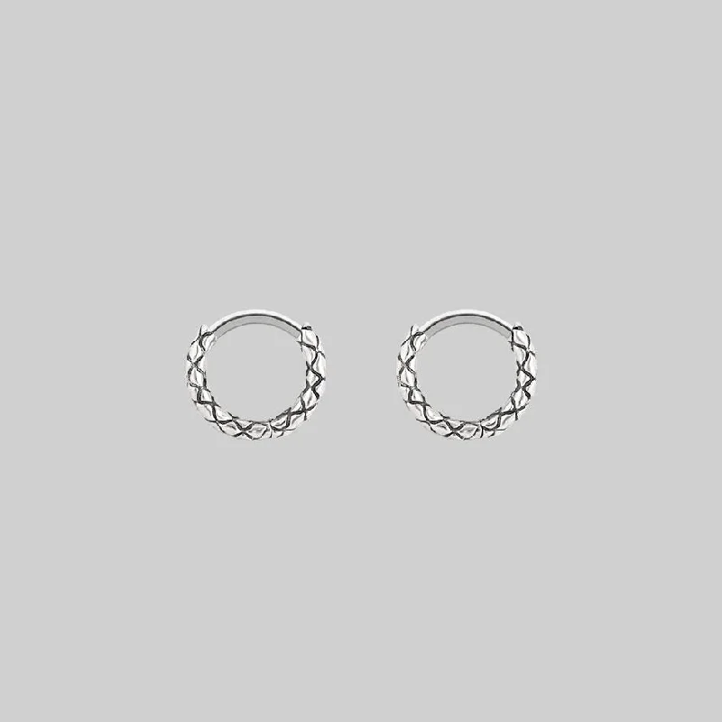 Hoop earrings with open designs for a modern, lighthearted vibe-VEGA. Snake Skin Clicker Hoop Earrings - Silver