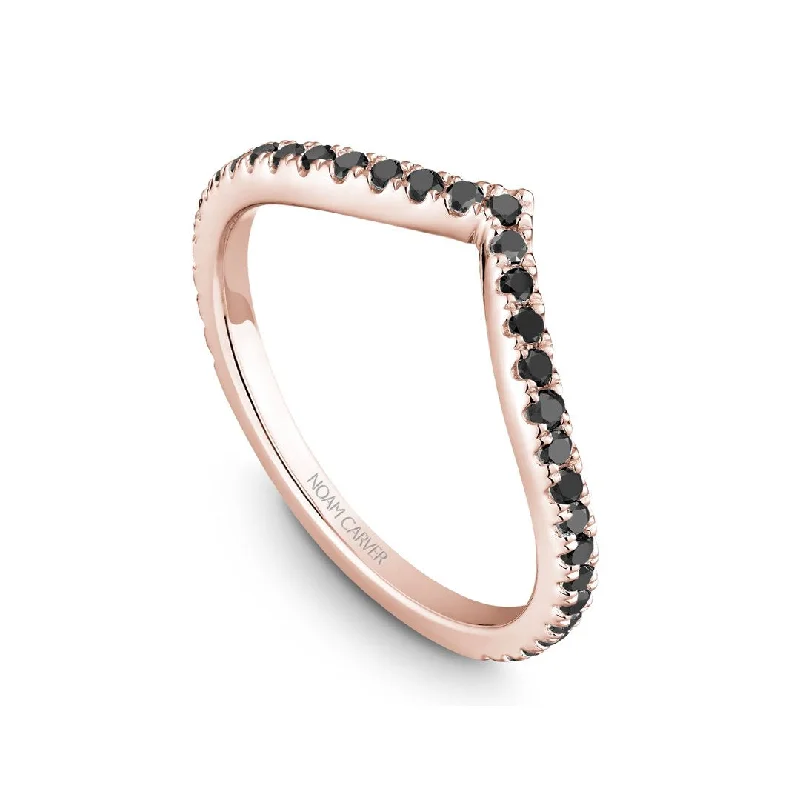 Rose gold rings featuring delicate pearl inlays -0.33 ctw Black Diamond Contour Band