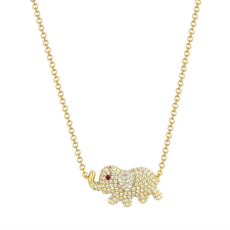 Best necklaces and pendants with gemstone clusters for a bold and colorful effect-0.50ct Pave Diamond Elephant Pendant Necklace