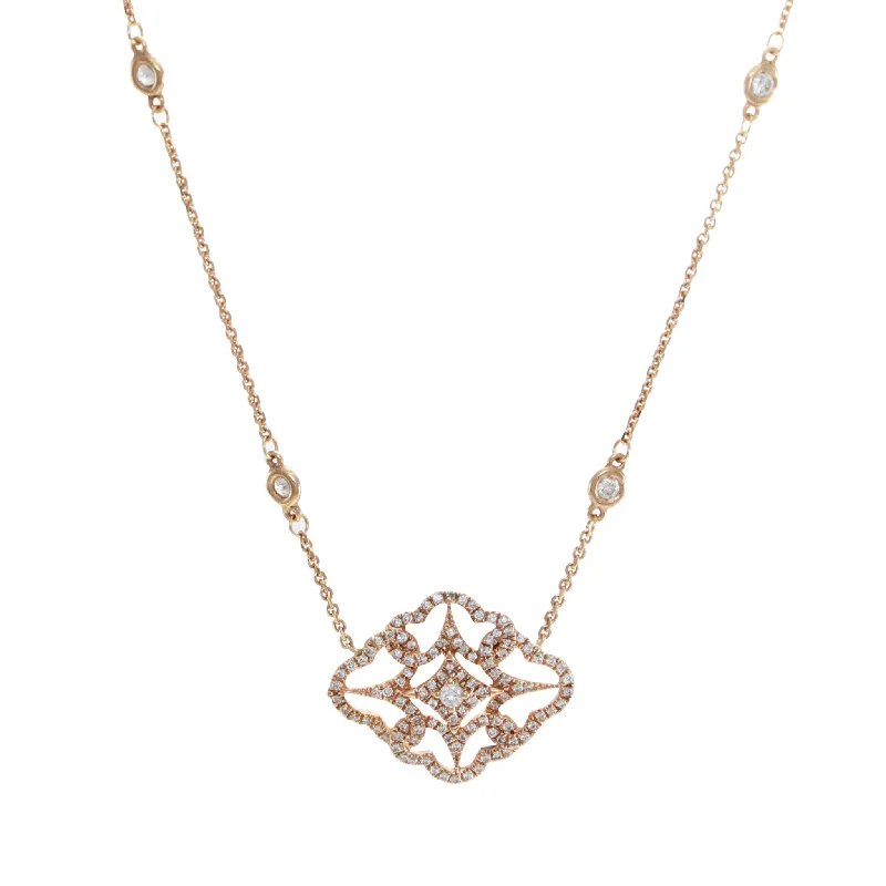 Trendy necklaces and pendants with geometric shapes for a modern aesthetic-1.00CTW Diamond By The Yard Star Pendant Necklace 14k Rose Gold Cable Chain Link