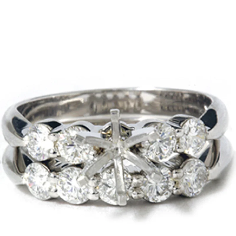 Vintage rings with engraved floral band designs -1 1/5ct Diamond Engagement Ring Setting Mount