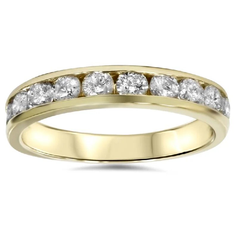 Rings with shield-shaped stones for boldness -1/2ct 14K Yellow Gold Channel Set Diamond Wedding Ring