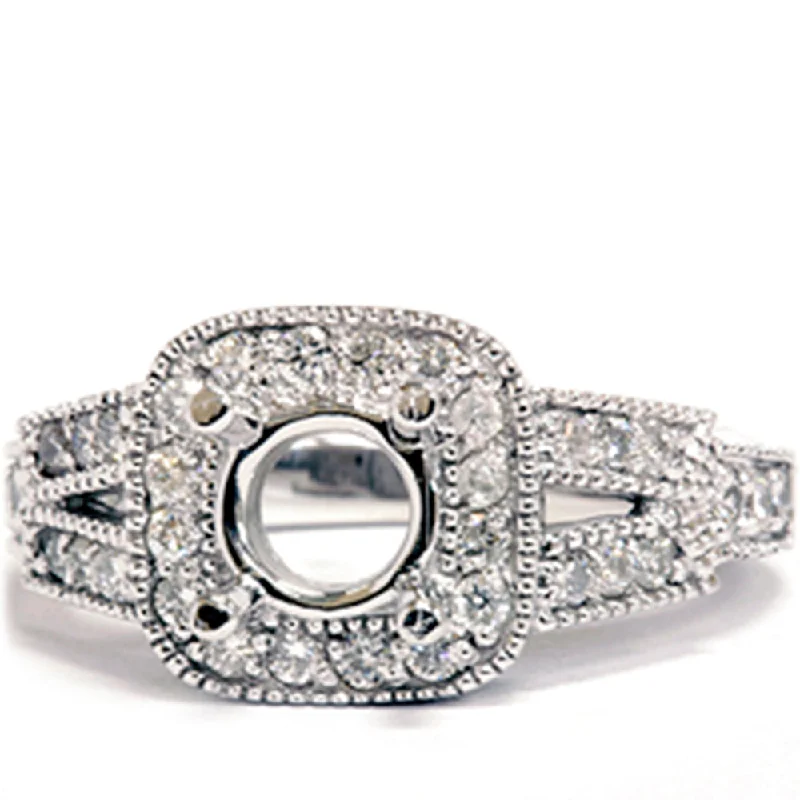 Rings with spiral designs for eye-catching twist -1/2ct Diamond Semi Mount Antique Engagement Setting