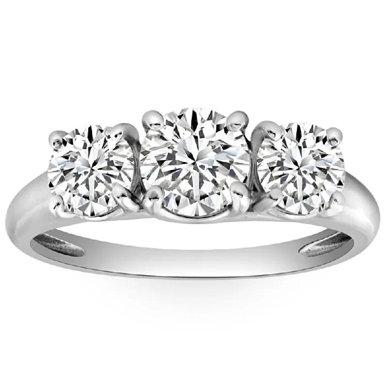 Stackable rings with mixed metal finishes -1 3/4 Ct Three Stone Diamond Engagement Ring 10K White Gold Lab Grown