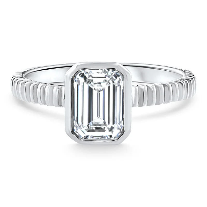 Rings with tiger eye for warm tones -1.52 Ct Emerald Cut Solitaire Diamond Engagement Ring 14k White Gold Lab Grown