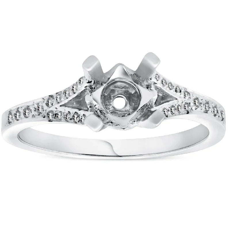 Rings with engraved constellations for stargazers -1/5ct Split Shank Diamond Mount Engagement Ring Setting