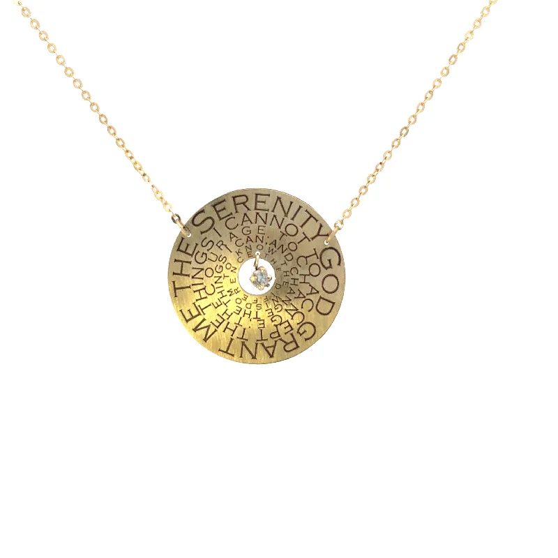 Beautiful necklaces and pendants with diamond-encrusted designs for maximum sparkle-10K Yellow Gold Serenity Prayer Medallion Necklace