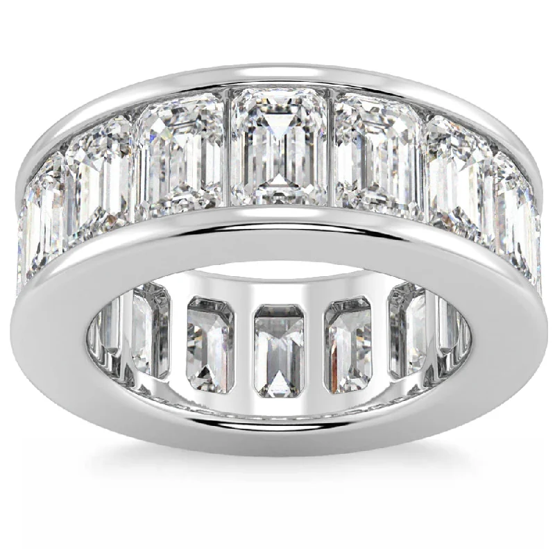 Rings with infinity loops for timeless love -11 1/2Ct Emerald Cut Diamond Eternity Ring Channel Set 14k Gold Lab Grown