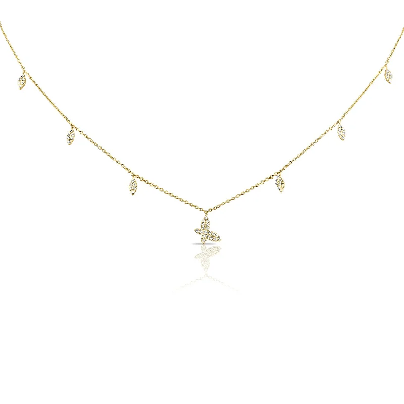 Unique necklaces and pendants with custom birthstone arrangements for personalization-14K Butterfly Necklace with Diamonds