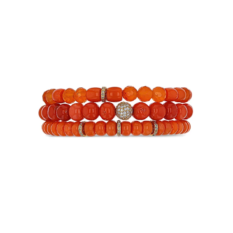 Unique necklaces and pendants with vintage-inspired designs for timeless appeal-14k Coral Sunset Stack - Orange Mix "One of a Kind"