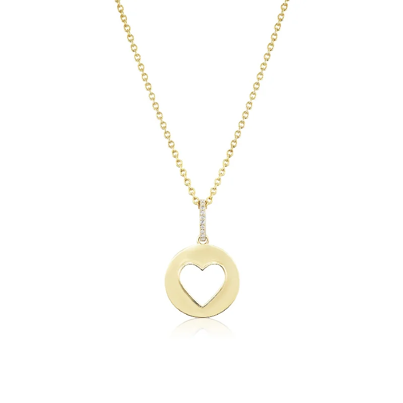 Unique necklaces and pendants with tree of life motifs for nature-inspired elegance-14k Open Heart Pendant on Rolo Chain Necklace - 20"