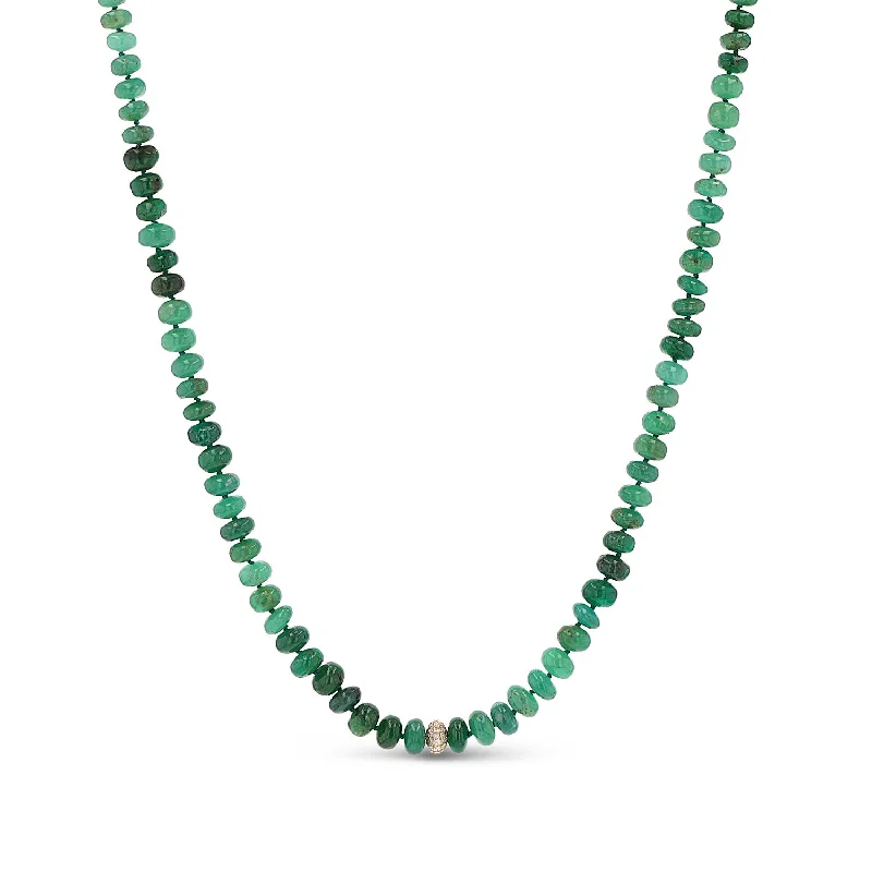 Necklaces and pendants with infinity love symbols for an eternal, romantic gesture-14k Emerald Knotted Necklace with Diamond Donut - 18"