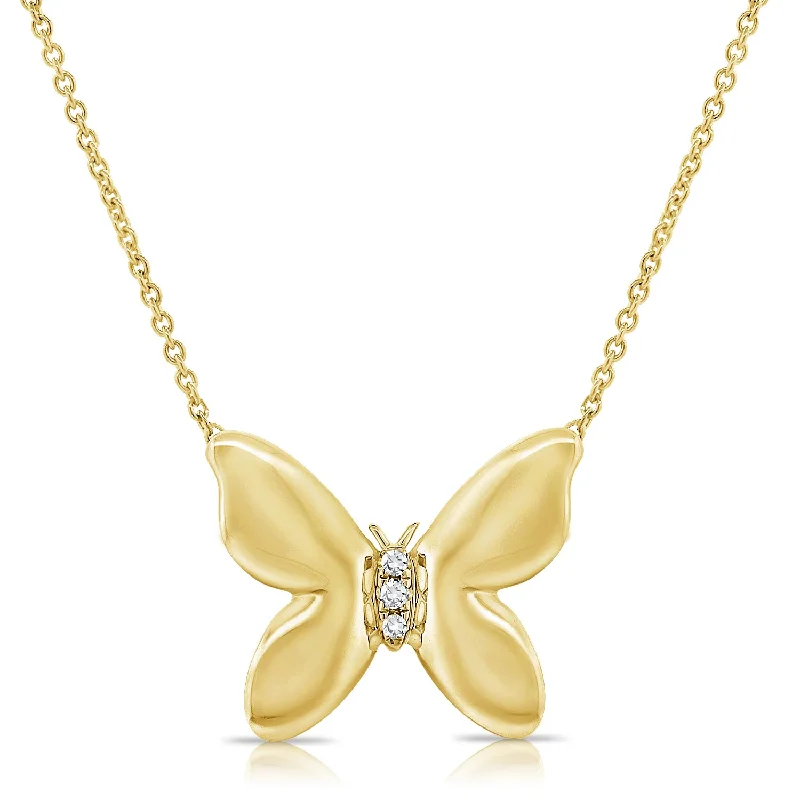 Best necklaces and pendants with sterling silver for an affordable yet stylish choice-14K Gold Butterfly Pendant Necklace with Diamonds