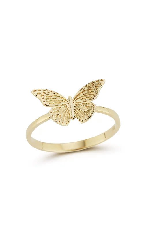 Rings with polished tourmaline for vibrant shine -14K Gold Butterfly Ring