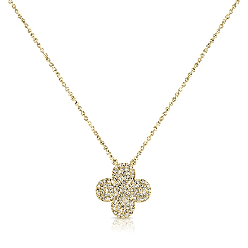 Beautiful necklaces and pendants with moonstone for an ethereal, mystical appearance-14K Gold Clover Necklace with Diamonds