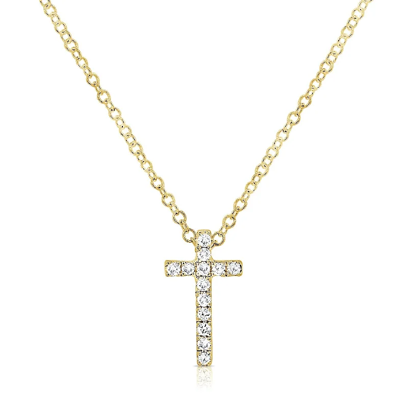 Trendy necklaces and pendants with statement pieces for a bold fashion statement-14K Gold Cross Necklace with Diamonds