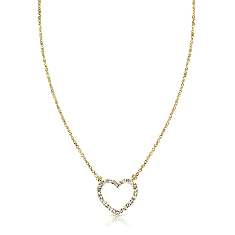 Stunning necklaces and pendants with turquoise and gold for a vibrant, earthy look-14K Gold Diamond Outline Heart Necklace