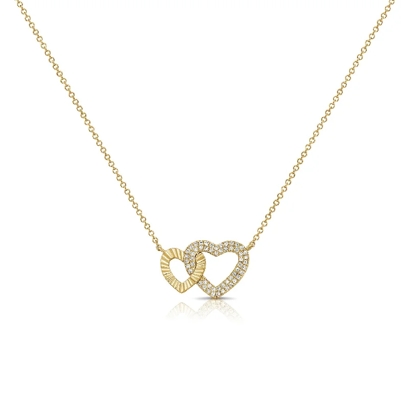 Best necklaces and pendants with layered designs for a chic, stacked look-14K Gold Double Heart Pendant Necklace with Diamonds