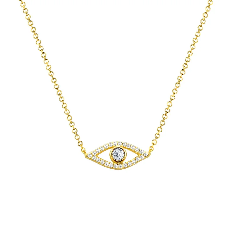 Personalized necklaces and pendants with name engravings for a custom touch-14K Gold Evil Eye Necklace with Diamonds