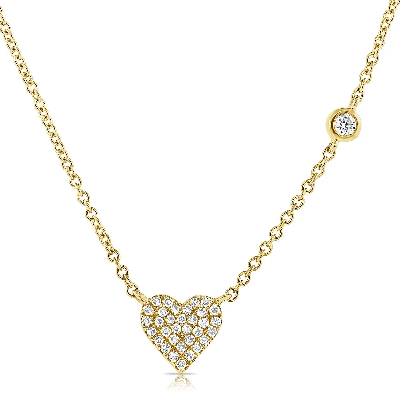 Necklaces and pendants with zodiac constellation designs for an astrological touch-14K Gold Heart Necklace with Diamonds