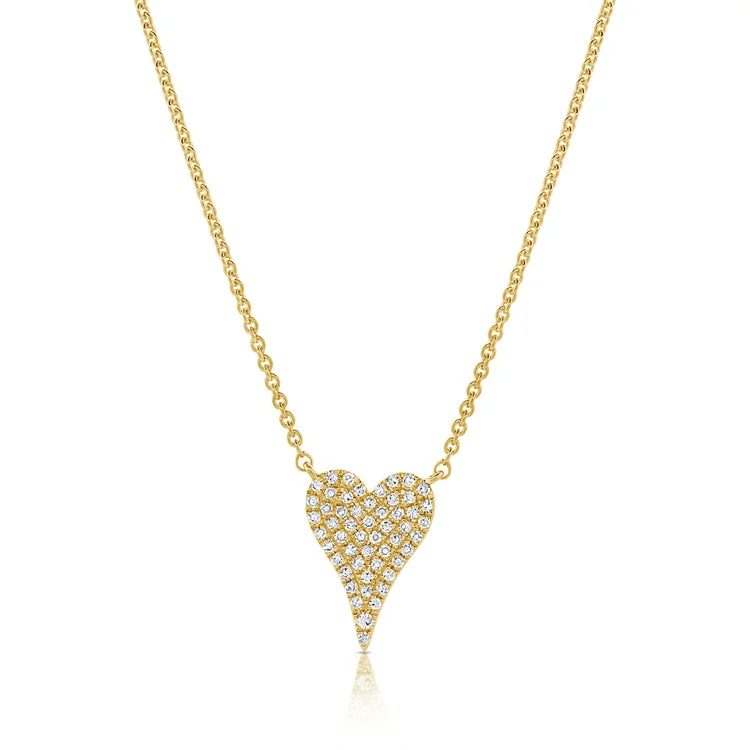 Unique necklaces and pendants with custom birthstone arrangements for personalization-14K Gold Heart Necklace with Diamonds