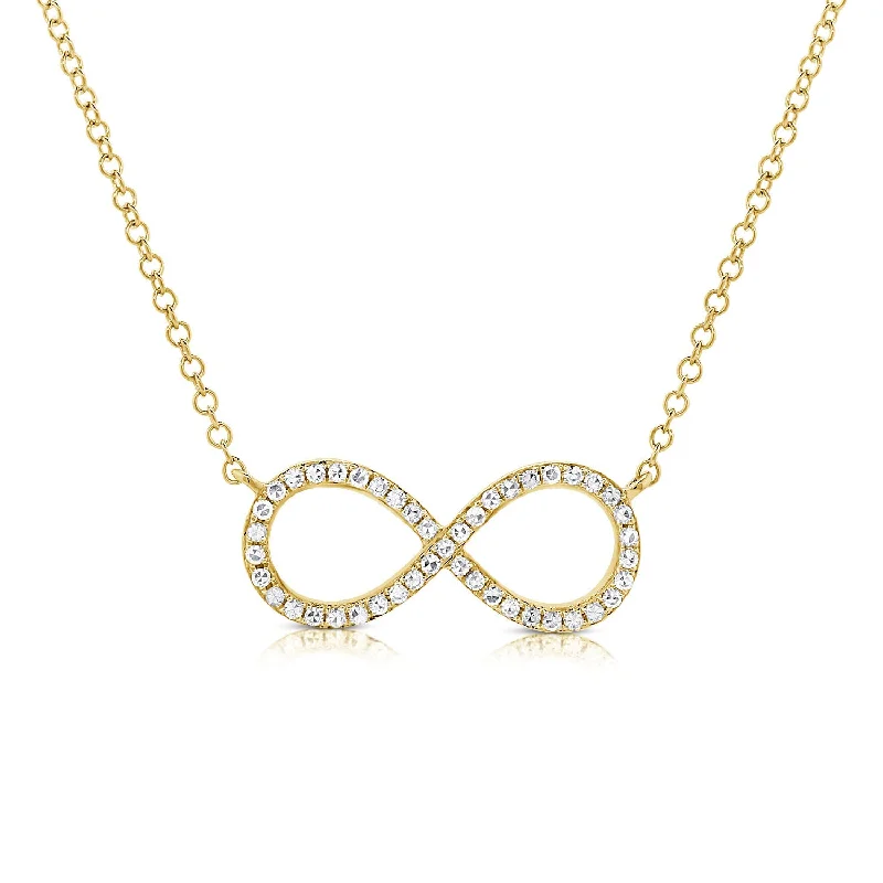 Trendy necklaces and pendants with geometric shapes for a modern aesthetic-14K Gold Infinity Necklace with Diamonds