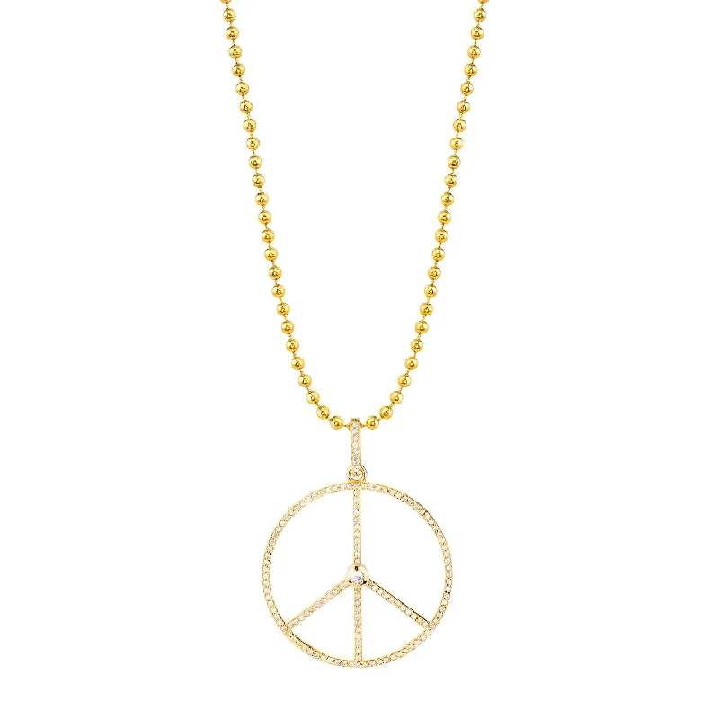 Necklaces and pendants with custom engravings for a personal, meaningful gift-14k Gold & Diamond Peace Chain Necklace - 32"