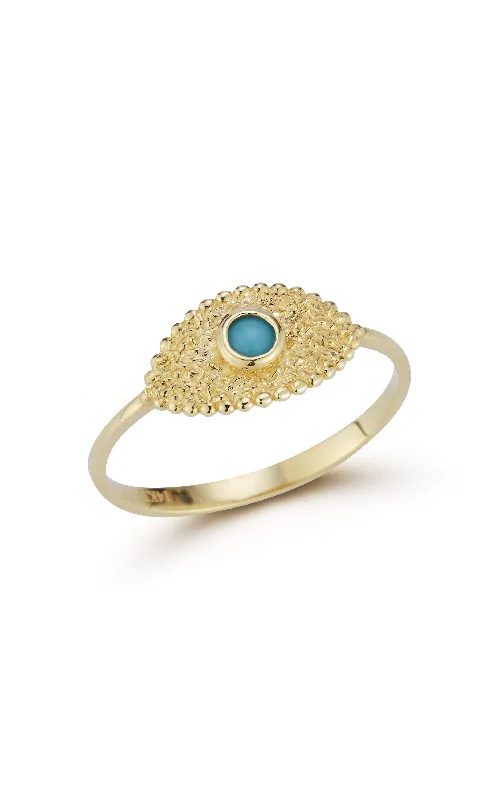 Rose gold rings featuring delicate pearl inlays -14K Gold & Turquoise Evil Eye Ring