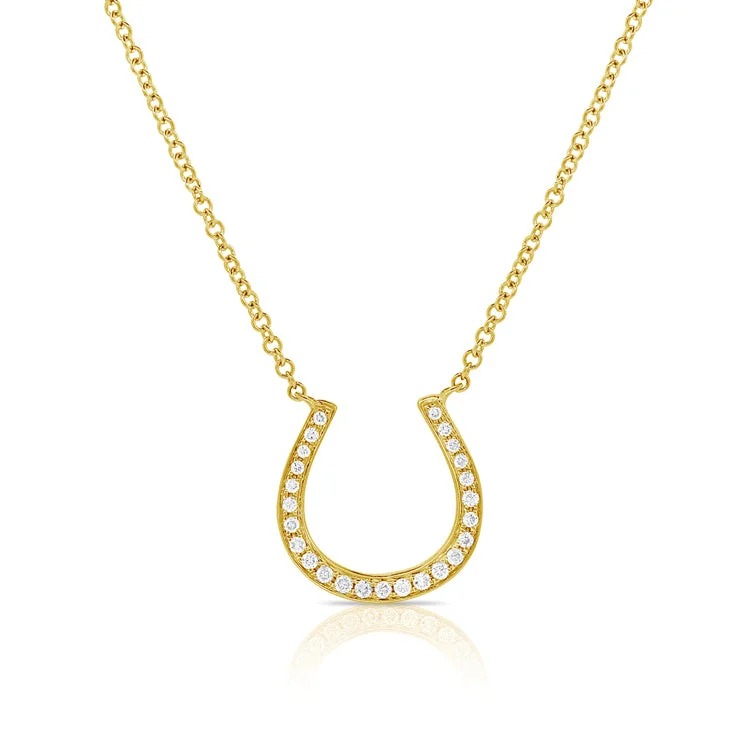 Best necklaces and pendants with butterfly wings for a delicate, graceful style-14K Gold Horseshoe Necklace with Diamonds