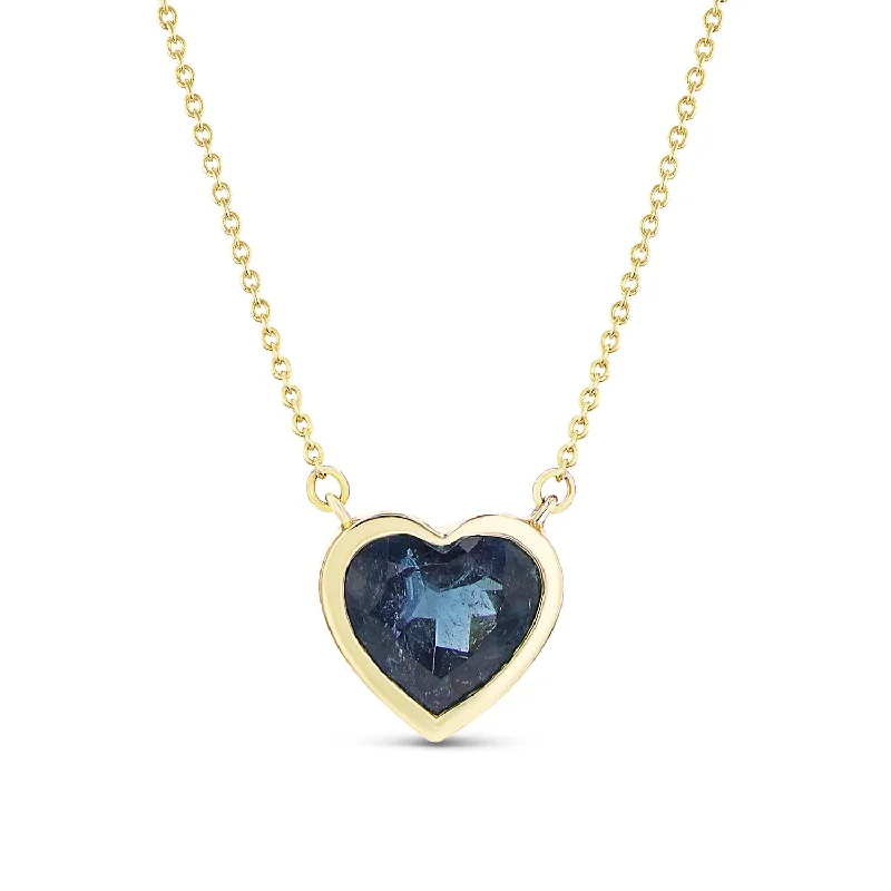 Best necklaces and pendants with glowing moonstone for an ethereal glow-14k London Blue Topaz Heart Pendant on Cable Chain Necklace