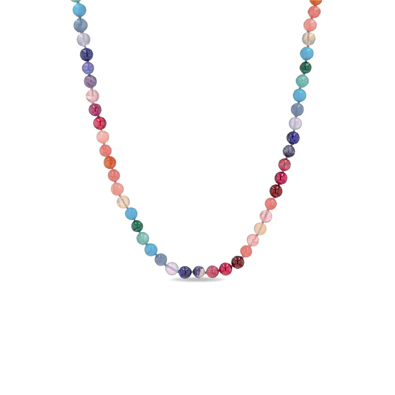 Necklaces and pendants with zodiac constellation designs for an astrological touch-14k Multi Color Gemstone Graduated Knotted Necklace - 17"