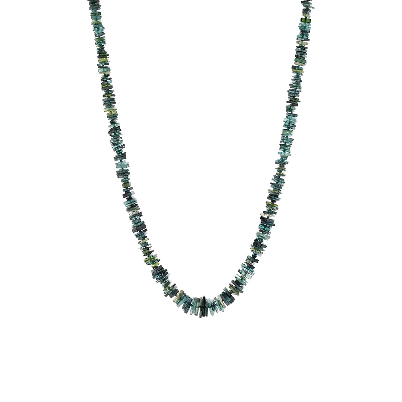 Beautiful necklaces and pendants with diamond-encrusted designs for maximum sparkle-14k Green Tourmaline Heishi Bead Necklace "One of a Kind"