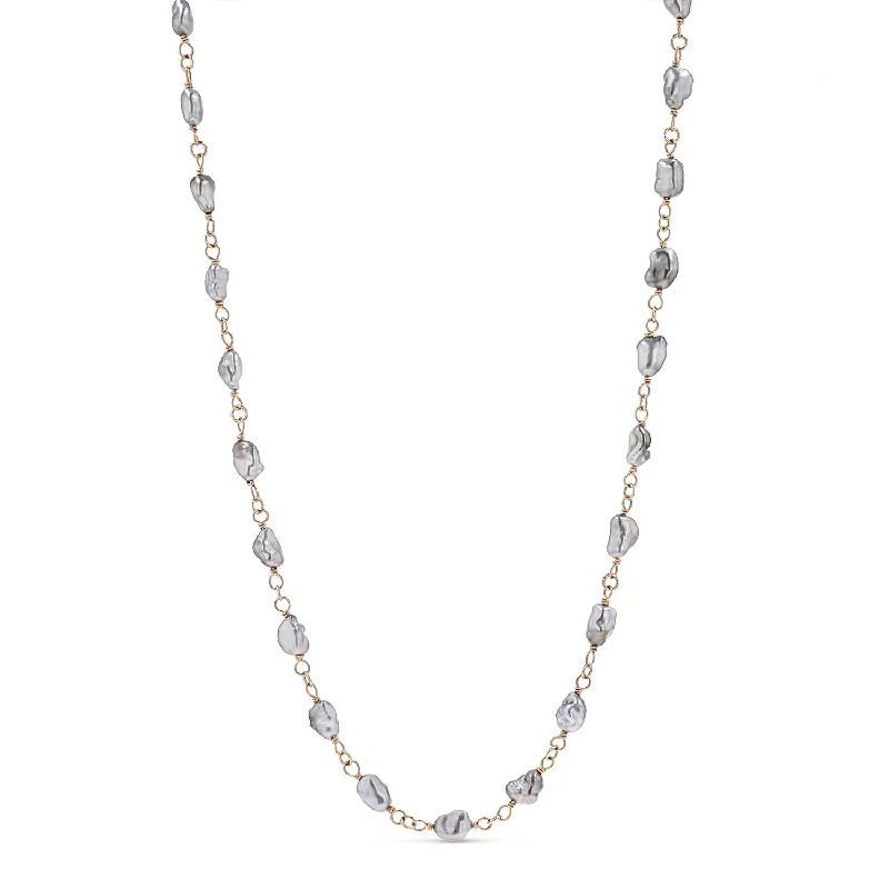 Stylish necklaces and pendants with diamonds for a glamorous and elegant look-14k Tahitian Keshi Pearl Rope Necklace - 44"