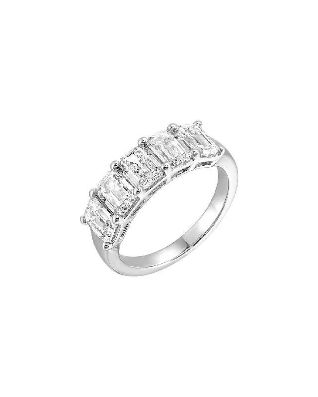 Rings with spiral designs for eye-catching twist -14K White Gold Emerald Cut Band 5 Carat Tw