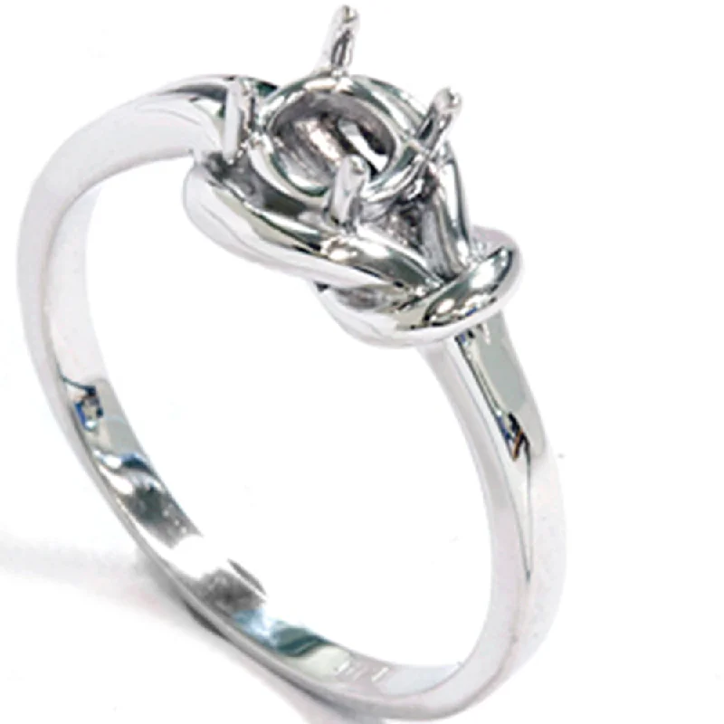 Rings with raw jade for natural calm -14K White Gold Knot Solitaire Engagement Ring Setting