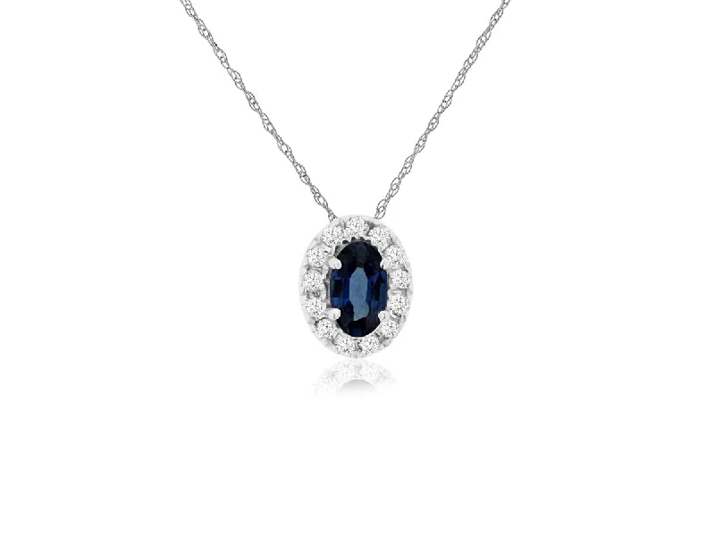 Best necklaces and pendants with oval pendants for a classic, elegant shape-14K White Gold Sapphire and Diamond Necklace