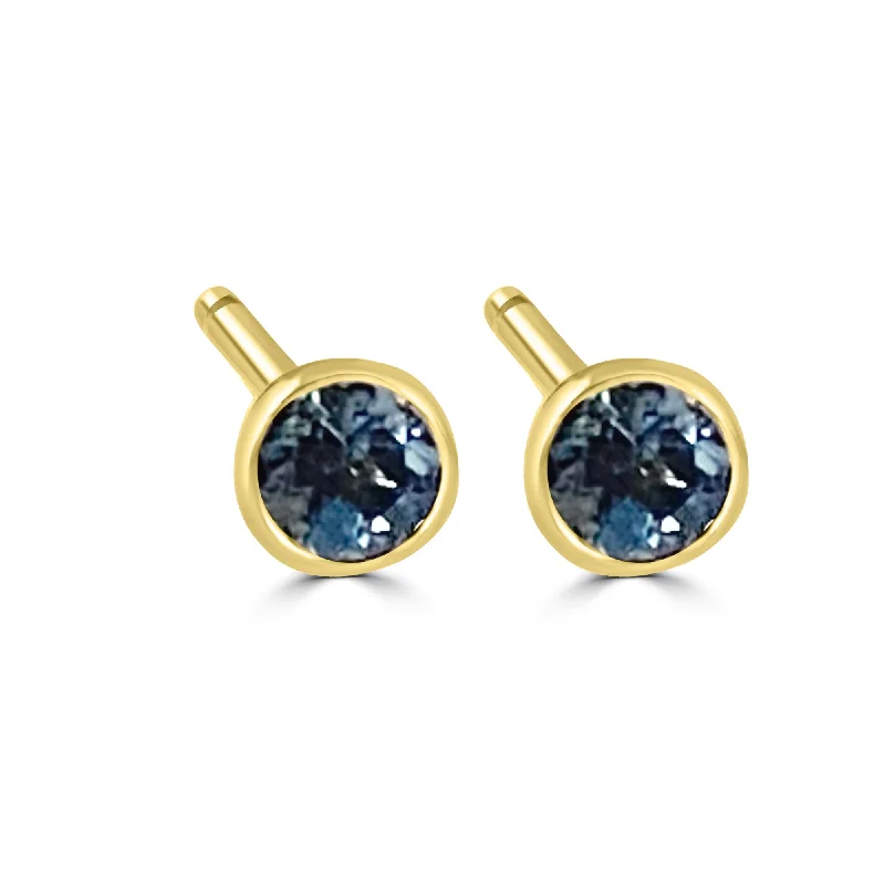 Beautiful necklaces and pendants with moonstone for an ethereal, mystical appearance-14K Yellow Gold 3MM Bezel Blue Topaz Studs