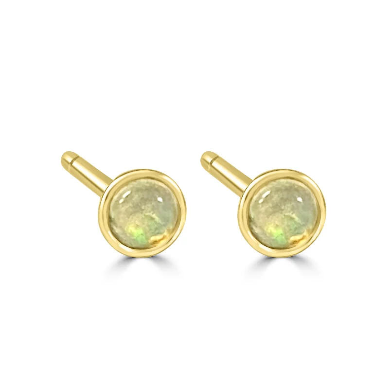 Best necklaces and pendants with floral designs for a feminine and elegant feel-14K Yellow Gold 3MM Bezel Opal Studs