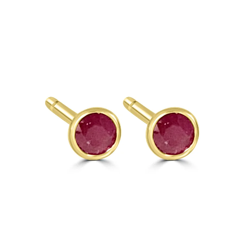 Best necklaces and pendants with zodiac signs for a celestial, astrology-inspired vibe-14K Yellow Gold 3MM Bezel Rhodolite Studs