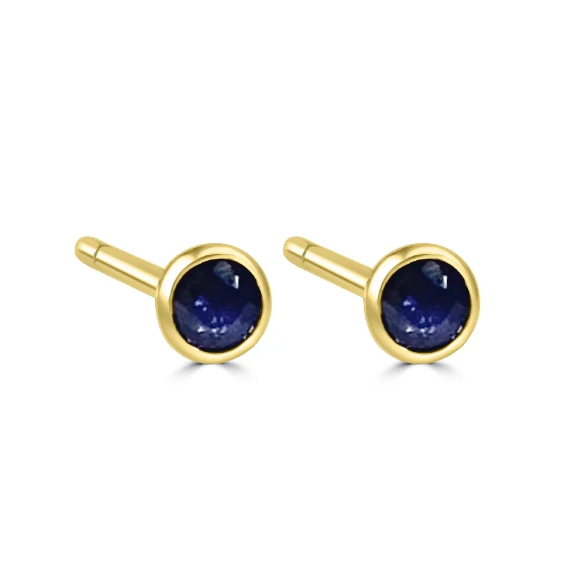 Best necklaces and pendants with gemstone clusters for a bold and colorful effect-14K Yellow Gold 3MM Bezel Sapphire Studs