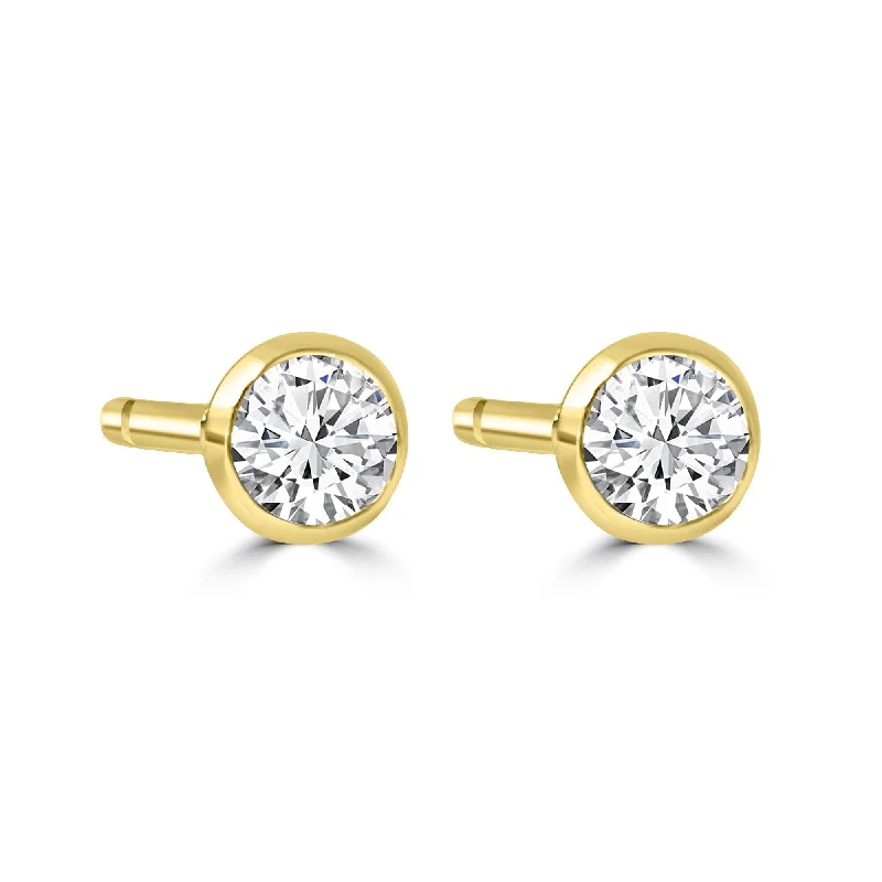 Best necklaces and pendants with intricate filigree for vintage-inspired elegance-14K Yellow Gold 3MM Bezel White Topaz Studs