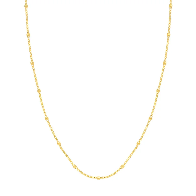 Necklaces and pendants with sun and moon motifs for a celestial-inspired design-14K Yellow Gold 3mm Disco Bead Rolo Chain Necklace