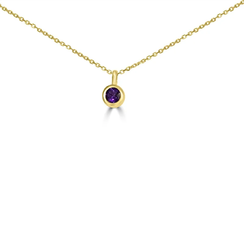 Simple necklaces and pendants with tiny charms for a delicate and casual vibe-14K Yellow Gold 4MM Bezel Amethyst Necklace