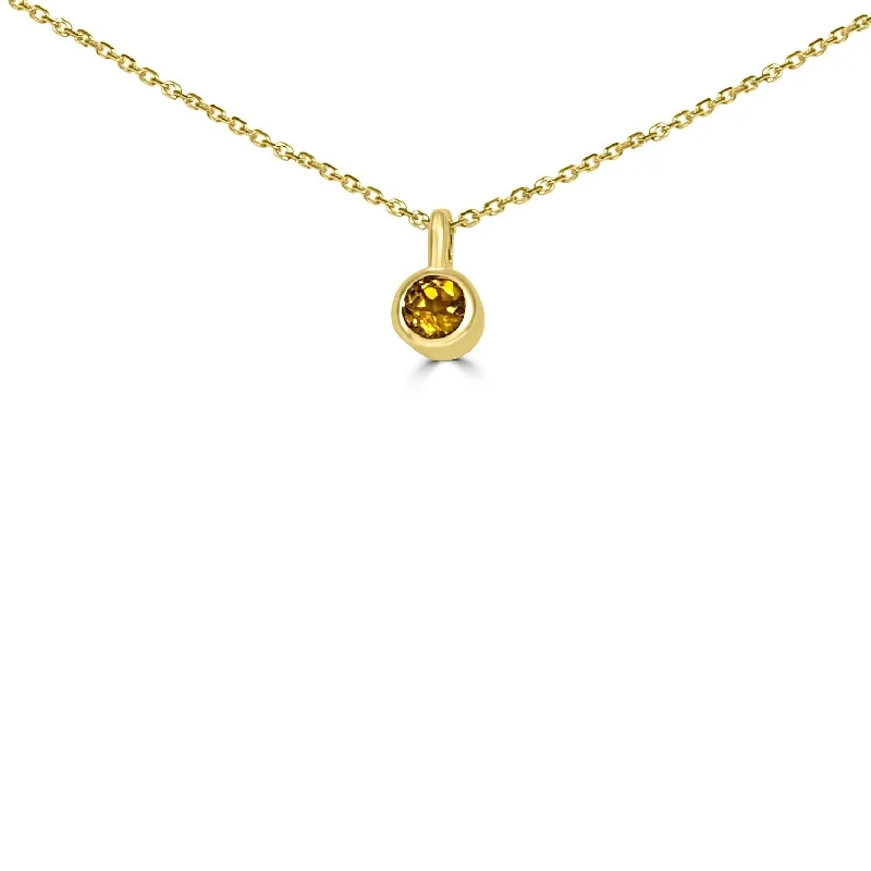 Fashionable necklaces and pendants with birthstones for a personalized gift idea-14K Yellow Gold 4MM Bezel Citrine Necklace